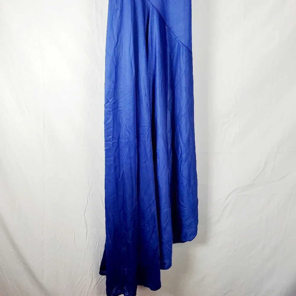 Vintage Blue Asymmetrical Slip‎ Dress